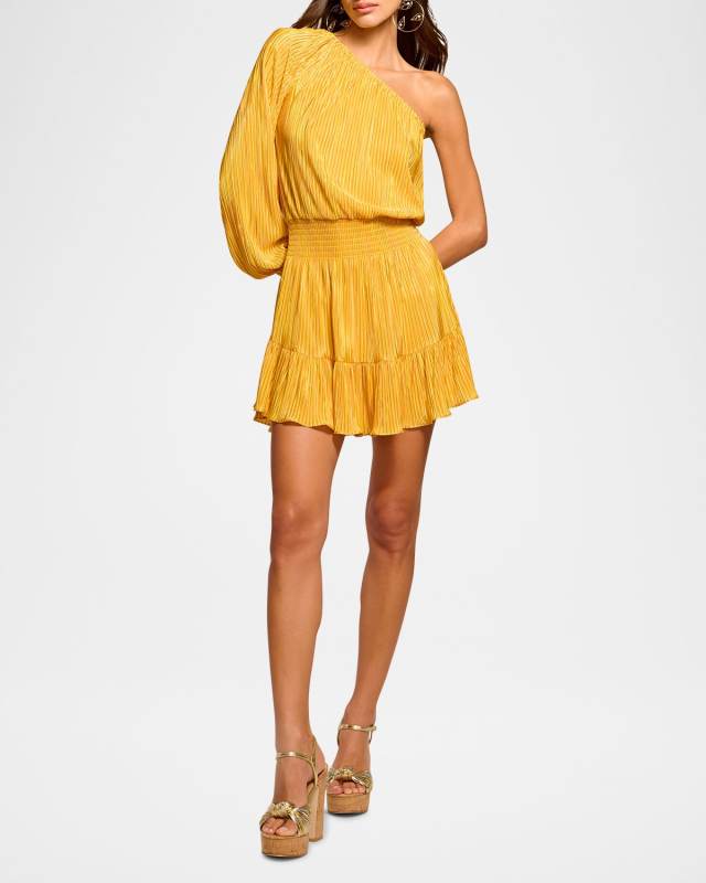 Raashi Pleated Asymmetric Mini Dress